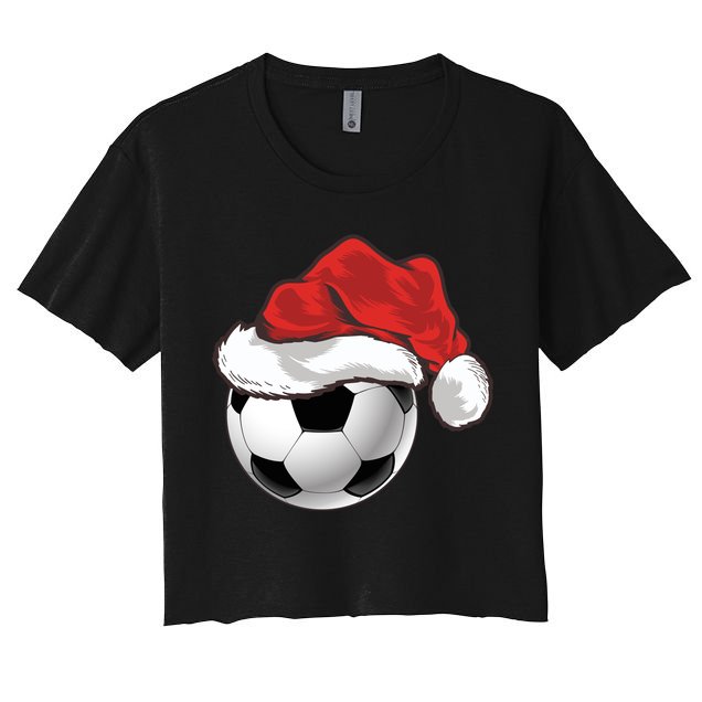 Football Player Xmas Gift Santa Hat Soccer Ball Christmas Gift Crop Top