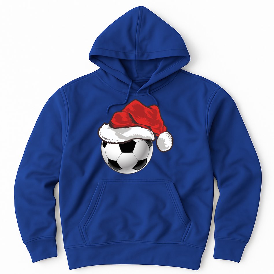 Football Player Xmas Gift Santa Hat Soccer Ball Christmas Gift Hoodie