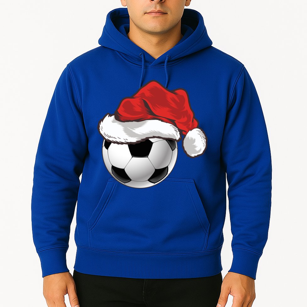 Football Player Xmas Gift Santa Hat Soccer Ball Christmas Gift Hoodie