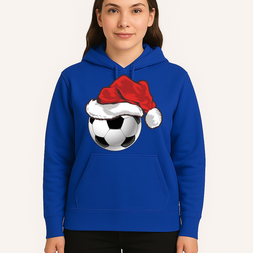 Football Player Xmas Gift Santa Hat Soccer Ball Christmas Gift Hoodie