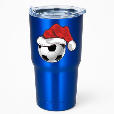 Football Player Xmas Gift Santa Hat Soccer Ball Christmas Gift Tumbler