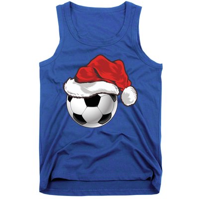 Football Player Xmas Gift Santa Hat Soccer Ball Christmas Gift Tank Top
