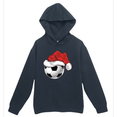 Football Player Xmas Gift Santa Hat Soccer Ball Christmas Gift Urban Pullover Hoodie