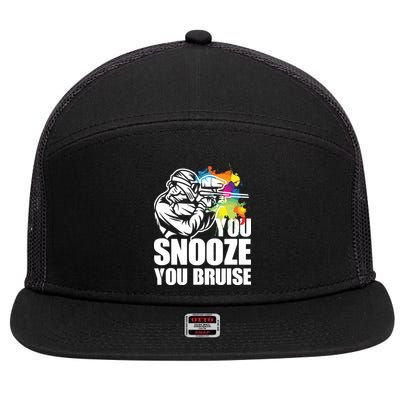 Funny Paintball You Snooze You Bruise 7 Panel Mesh Trucker Snapback Hat