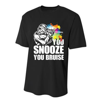 Funny Paintball You Snooze You Bruise Youth Performance Sprint T-Shirt