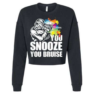 Funny Paintball You Snooze You Bruise Cropped Pullover Crew