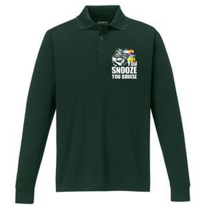 Funny Paintball You Snooze You Bruise Performance Long Sleeve Polo