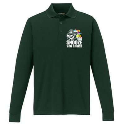 Funny Paintball You Snooze You Bruise Performance Long Sleeve Polo