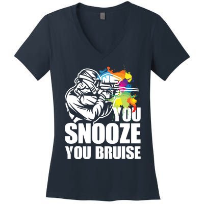 Funny Paintball You Snooze You Bruise Women's V-Neck T-Shirt