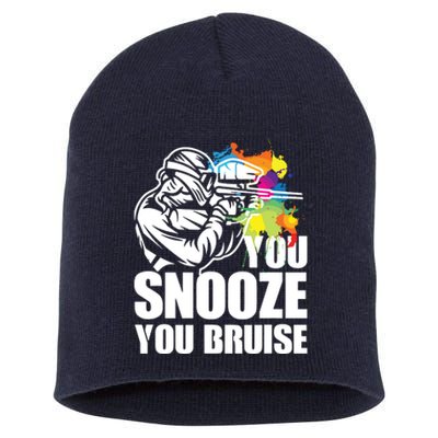 Funny Paintball You Snooze You Bruise Short Acrylic Beanie