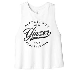 Funny Pittsburgh Yinzer Pennsylvania Sl City Home Yinz Women's Racerback Cropped Tank