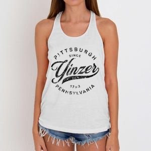 Funny Pittsburgh Yinzer Pennsylvania Sl City Home Yinz Women's Knotted Racerback Tank