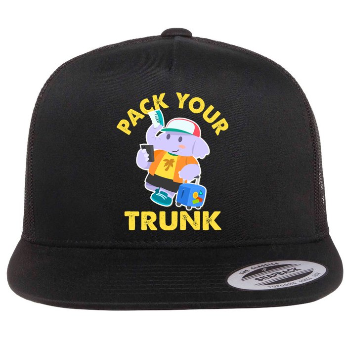 Funny Pack Your Trunk Elephant Flat Bill Trucker Hat