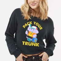 Funny Pack Your Trunk Elephant Cropped Pullover Crew
