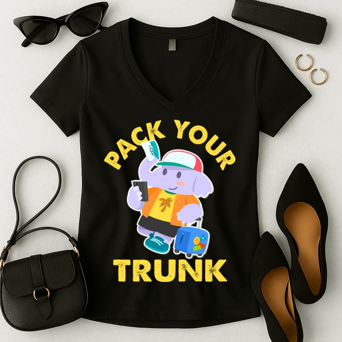 Funny Pack Your Trunk Elephant Women's V-Neck T-Shirt