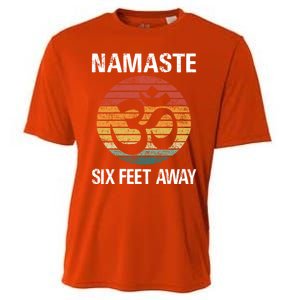 Funny Puns Yoga Social Distancing Namaste Six Feet Away Gift Cooling Performance Crew T-Shirt