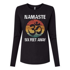 Funny Puns Yoga Social Distancing Namaste Six Feet Away Gift Womens Cotton Relaxed Long Sleeve T-Shirt