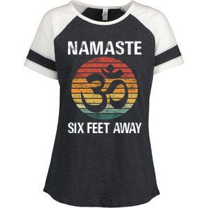 Funny Puns Yoga Social Distancing Namaste Six Feet Away Gift Enza Ladies Jersey Colorblock Tee