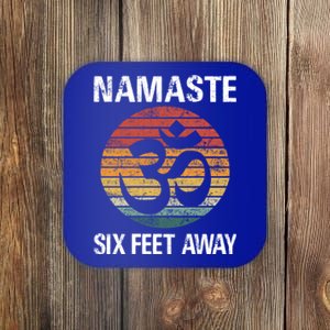 Funny Puns Yoga Social Distancing Namaste Six Feet Away Gift Coaster