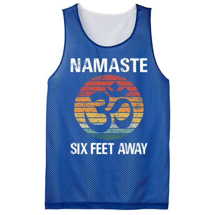 Funny Puns Yoga Social Distancing Namaste Six Feet Away Gift Mesh Reversible Basketball Jersey Tank