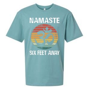 Funny Puns Yoga Social Distancing Namaste Six Feet Away Gift Sueded Cloud Jersey T-Shirt