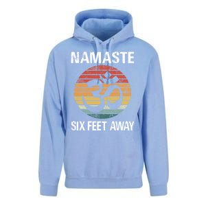 Funny Puns Yoga Social Distancing Namaste Six Feet Away Gift Unisex Surf Hoodie