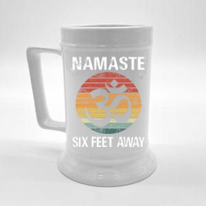 Funny Puns Yoga Social Distancing Namaste Six Feet Away Gift Beer Stein