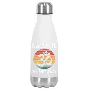 Funny Puns Yoga Social Distancing Namaste Six Feet Away Gift Stainless Steel Insulated Water Bottle