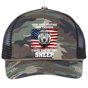 Freedom Patriot Your First Mistake Was Thinking I Was One Of The Sheep Retro Rope Trucker Hat Cap