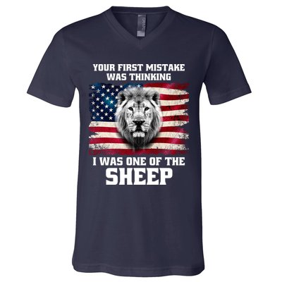 Freedom Patriot Your First Mistake Was Thinking I Was One Of The Sheep V-Neck T-Shirt