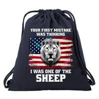 Freedom Patriot Your First Mistake Was Thinking I Was One Of The Sheep Drawstring Bag