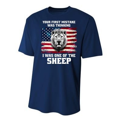 Freedom Patriot Your First Mistake Was Thinking I Was One Of The Sheep Youth Performance Sprint T-Shirt