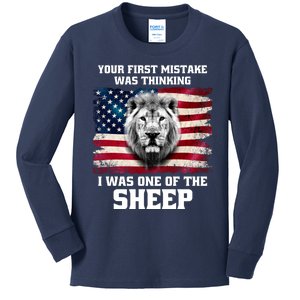 Freedom Patriot Your First Mistake Was Thinking I Was One Of The Sheep Kids Long Sleeve Shirt