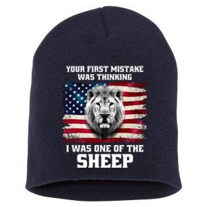 Freedom Patriot Your First Mistake Was Thinking I Was One Of The Sheep Short Acrylic Beanie