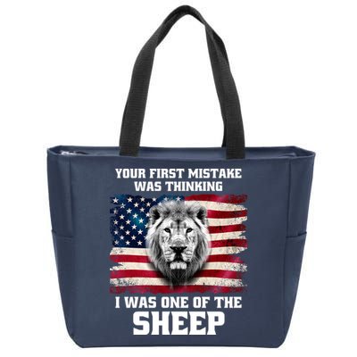 Freedom Patriot Your First Mistake Was Thinking I Was One Of The Sheep Zip Tote Bag