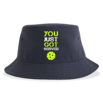 Funny Pickleball You Just Got Served Pickleball Player Sport Gift Sustainable Bucket Hat