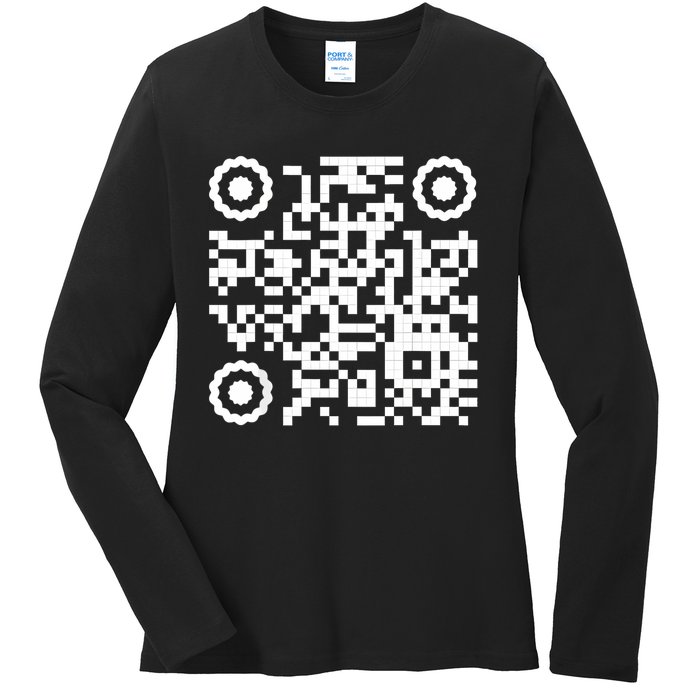 Funny Qr 4547 Dancing Dance (On Back) Ladies Long Sleeve Shirt