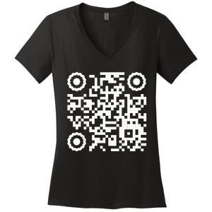 Funny Qr 4547 Dancing Dance (On Back) Women's V-Neck T-Shirt