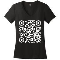 Funny Qr 4547 Dancing Dance (On Back) Women's V-Neck T-Shirt