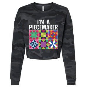 Funny Quilting Art For Quilter Sewer Women Moms Piecemaker Cropped Pullover Crew