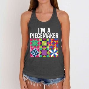 Funny Quilting Art For Quilter Sewer Women Moms Piecemaker Women's Knotted Racerback Tank