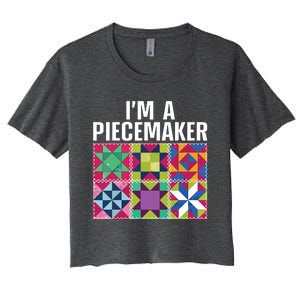 Funny Quilting Art For Quilter Sewer Women Moms Piecemaker Women's Crop Top Tee