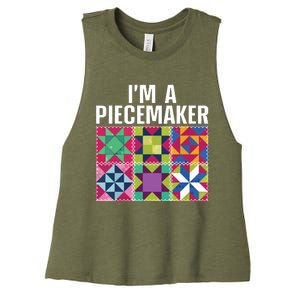 Funny Quilting Art For Quilter Sewer Women Moms Piecemaker Women's Racerback Cropped Tank