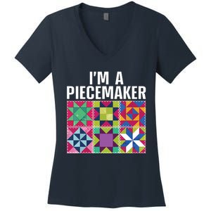 Funny Quilting Art For Quilter Sewer Women Moms Piecemaker Women's V-Neck T-Shirt