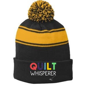 Funny Quilting Art For Wo Mom Quilt Sewing Lovers Quilter Stripe Pom Pom Beanie