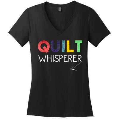 Funny Quilting Art For Wo Mom Quilt Sewing Lovers Quilter Women's V-Neck T-Shirt