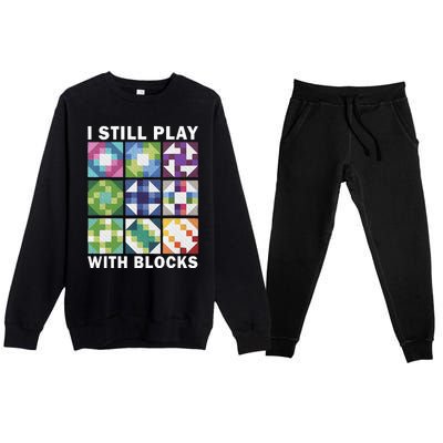 Funny Quilting Art For Women Quilting Sewing Premium Crewneck Sweatsuit Set