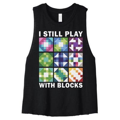 Funny Quilting Art For Women Quilting Sewing Women's Racerback Cropped Tank