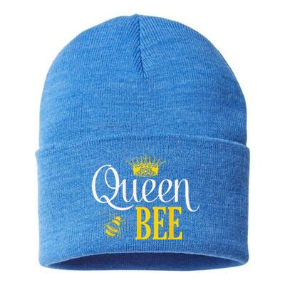 Funny Queen Bee Halloween Costume For Bee Keeper Sustainable Knit Beanie