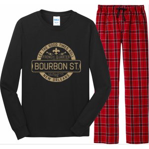 French Quarter Bourbon St New Orleans Fleur De Lis Souvenir Long Sleeve Pajama Set